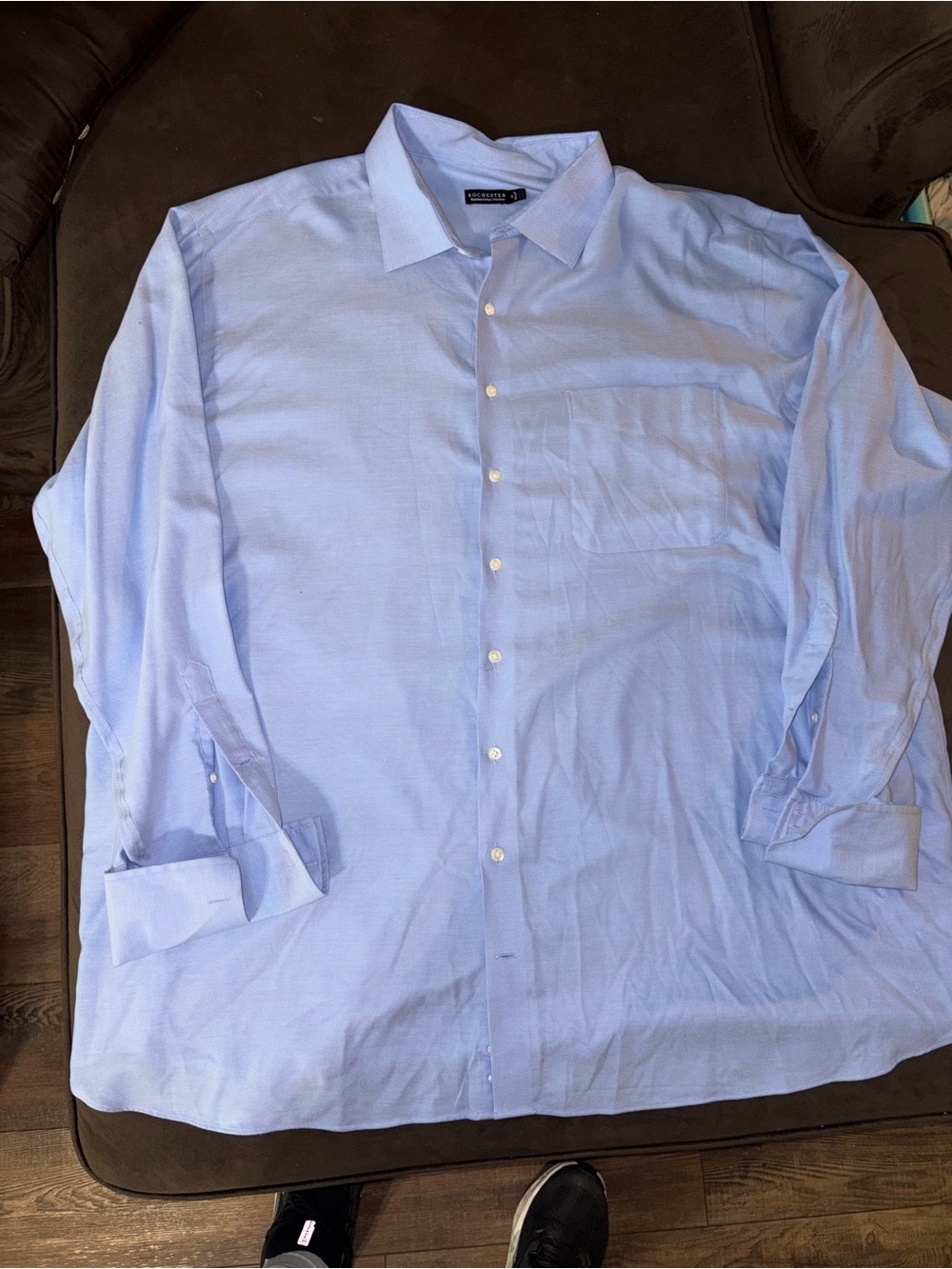 Rochester Egyptian Cotton Non-Iron Dress Shirt 20 38/39T Light Blue Big Tall